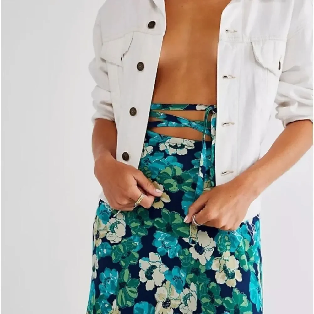 NEW FREE PEOPLE THATS A WRAP PRINTED MAXI SKIRT